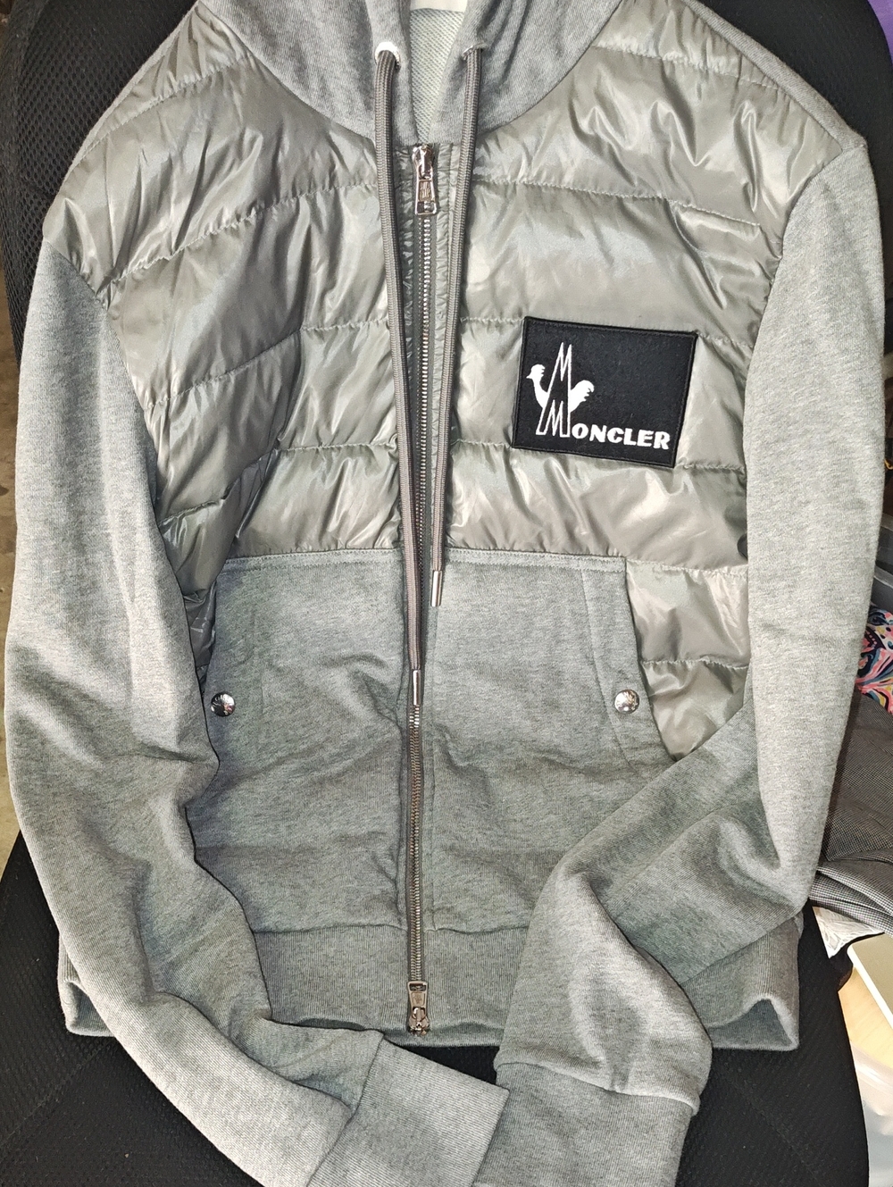 Moncler Maglia Cardigan Grey Padded Down Hybrid Jacket Hoodie Size M 2019